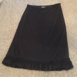 DKNY Black Midi Skirt with Ruffle Hem VINTAGE Y2K